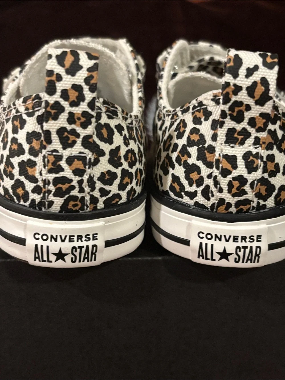 Converse Kids' Leopard Print Low Top Sneakers - White/Tan/Black - Picture 5 of 6